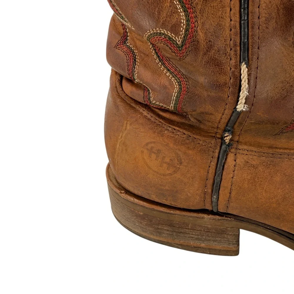 Double H DH3560 Mens Roper Brown Leather Square Toe Western Boots 12D Oil Resist